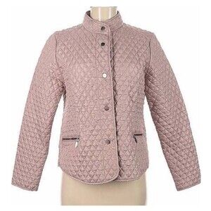 Jade & Ivory Pink Quilted Jacket Womens Large Lightweight Snap Front Coat Large